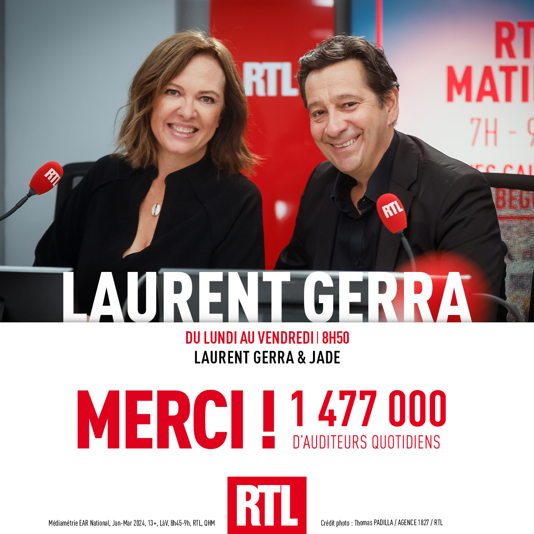 🎙🔴#AudiencesRadio MERCI !

1,4 million d'auditeurs se délectent des imitations de <a href="/LaurentGerra/">Laurent Gerra</a> et de <a href="/JadeRTL/">JadeRTL</a> chaque matin sur <a href="/RTLFrance/">RTL France</a> !

#Radio #Médiamétrie #RTLMatin