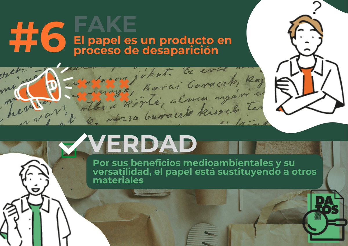 ❌ Fake: El papel es un producto en proceso de desaparición

✔ Por sus beneficios medioambientales y su versatilidad, el papel está sustituyendo a otros materiales

Si te dicen que el papel tiene los días contados, están equivocados. 

#LaVerdadDelPapel