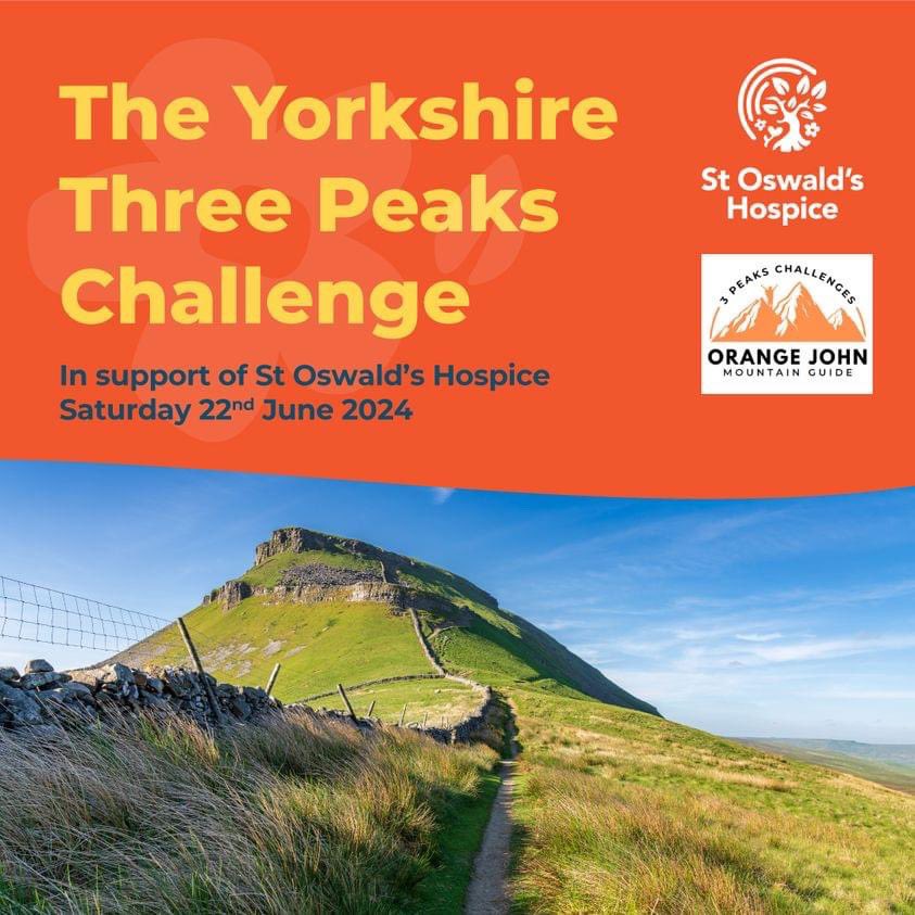 Looking for a challenge this summer?Take on our #YorkshireThreePeaksChallenge and be part of a rewarding adventure, all in support of our patients and families 💙 Find out more stoswaldsuk.org/yorkshire-thre… @Orangejohn3peak