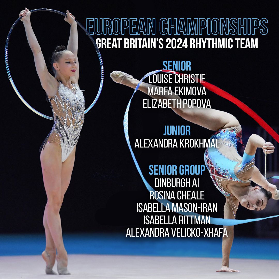 We're proud to announce the 9⃣-strong team who have been selected to represent Great Britain at the Rhythmic European Championships 🇬🇧

The Championships take place in Budapest next month, from 22nd - 26th May.

Read more about the team 👉 bit.ly/3QvflsH