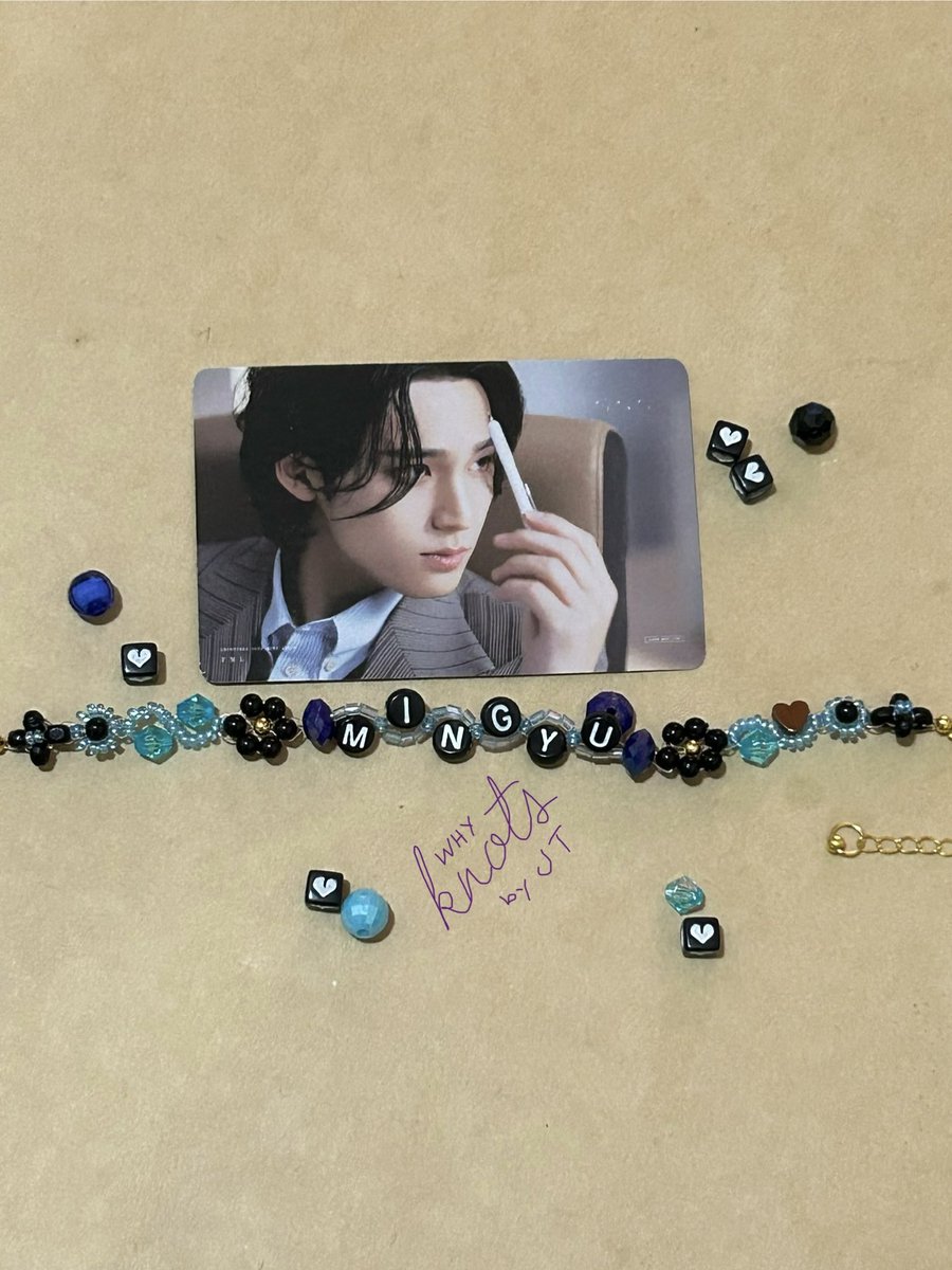 #seventeeninspired member name bracelet, #mingyu now available. 💌 msg us for inquiries 
#handmadejewelry #beads #beadwork #artsandcrafts #beadbracelet #carat #seventeen #fangirling