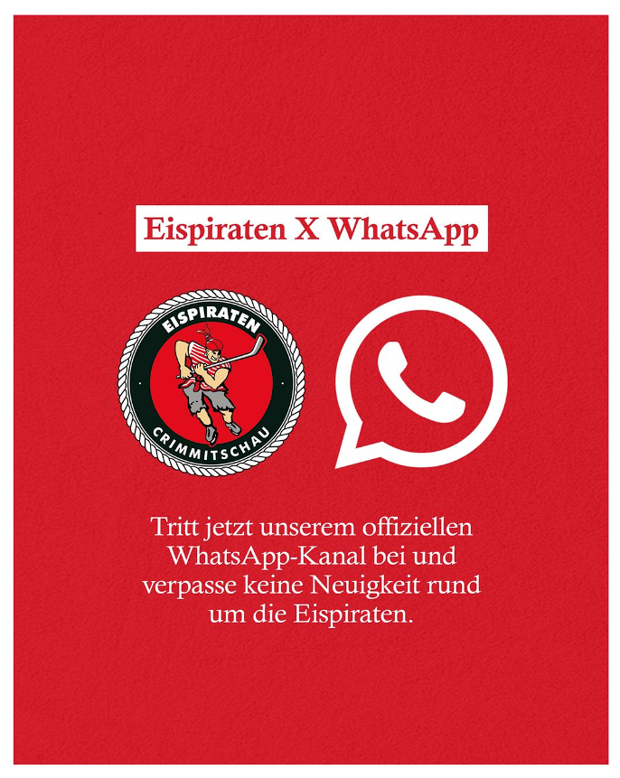 Wir sind jetzt auch bei WhatsApp 😍 Tritt jetzt unserem offiziellen Eispiraten-Kanal bei uns verpasse keine Neuigkeit rund um die Eispiraten 📲🔴⚪ Link in der Biografie!