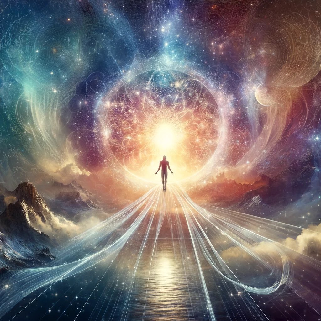 EternalConcious's tweet image. "In the realms of Vedantic Non-Dualism, perceive the unity that underlies all diversity. Discover behind the illusion of separateness lies an interconnected existence, guiding us towards ultimate understanding and peace."

#VedanticNonDualism  
#UniversalUnity  
#DivinityGuide