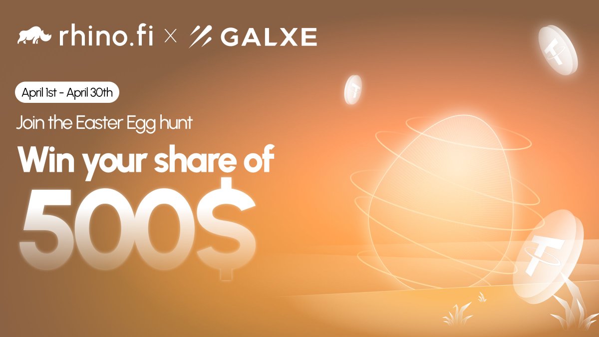 Join the Easter egg hunt to win amazing prizes with rhino.fi x @Galxe 🦏🔥 We also have added a bonus prize pool of 500 USDT for 10 lucky winners who bridge to @Linea to complete the quest. Join now: app.galxe.com/quest/rhinofi/…