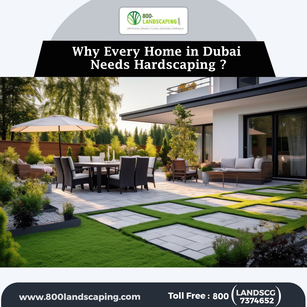 Looking to elevate your #outdoorspace in #Dubai?
Enter #hardscaping – the secret ingredient to transforming your yard into a #stunningoasis! 

Key points:
1️⃣ Beat the Heat
2️⃣ Low Maintenance
3️⃣ Extend Living Spaces
4️⃣ Boost Property Value

Call us now📞+971 56 982 3392
#UAE #Home