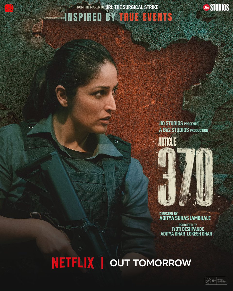 Set your reminders - Article 370 is arriving tomorrow, only on Netflix!

#Article370OnNetflix @NetflixIndia #PriyaMani @vaibbhavt @arungovil12 #KiranKarmarkar @TheRajArjun @Skand2021 @koulashwini2 #IrawatiMayadev #AshwaniKumar #DivyaSeth @sumitkaul10 @AdityaSJambhale