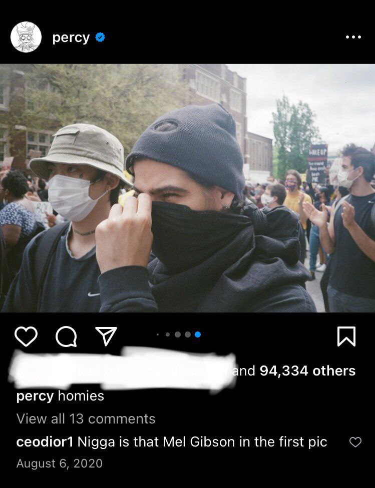 sinskinnner's tweet photo. There’s NO history of #PercyHynesWhite ever being rac*st. He’s publicly supported the BlackLivesMatter movement during protests in 2020 &amp; the black people who know him personally has NOT supported any of the rac*st rumors hence why they’re still good friends to this very day.2/2 https://t.co/zgfm4GRlRj