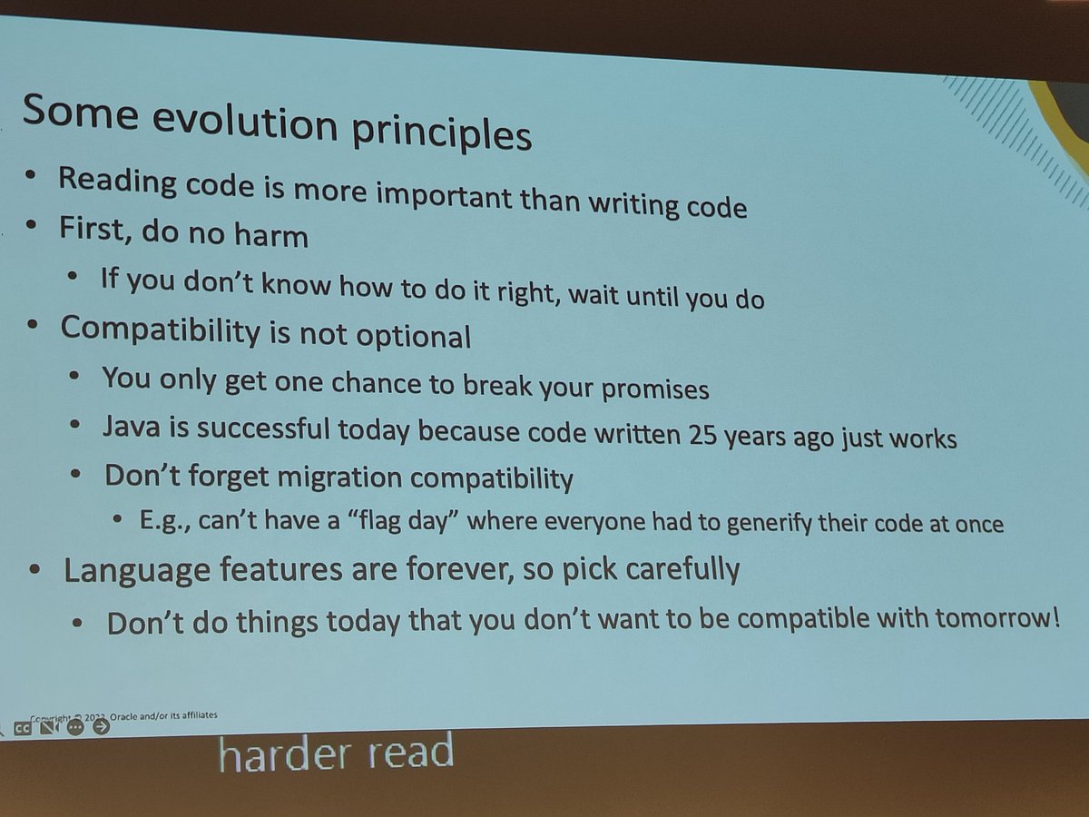 One of the reason why Java is so successful for so many years is in the principles followed to evolve the language #DevoxxGR