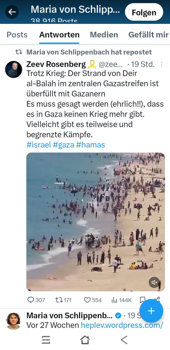 @zeevrosenberg @SolveigForstho3 @Eli_Holgers Die Aufnahmen kommen nicht von 'Channel 12', sondern wurden von Ariel Oseran einem palästinensischen Informationszentrum, u.A. zur Lage der Flüchtlinge im Dear Al-Balah-Camp (direkt an diesem Strand gelegen und zuerst via Luftbrücke versorgt) entnommen. Sie und Andere sollten ...