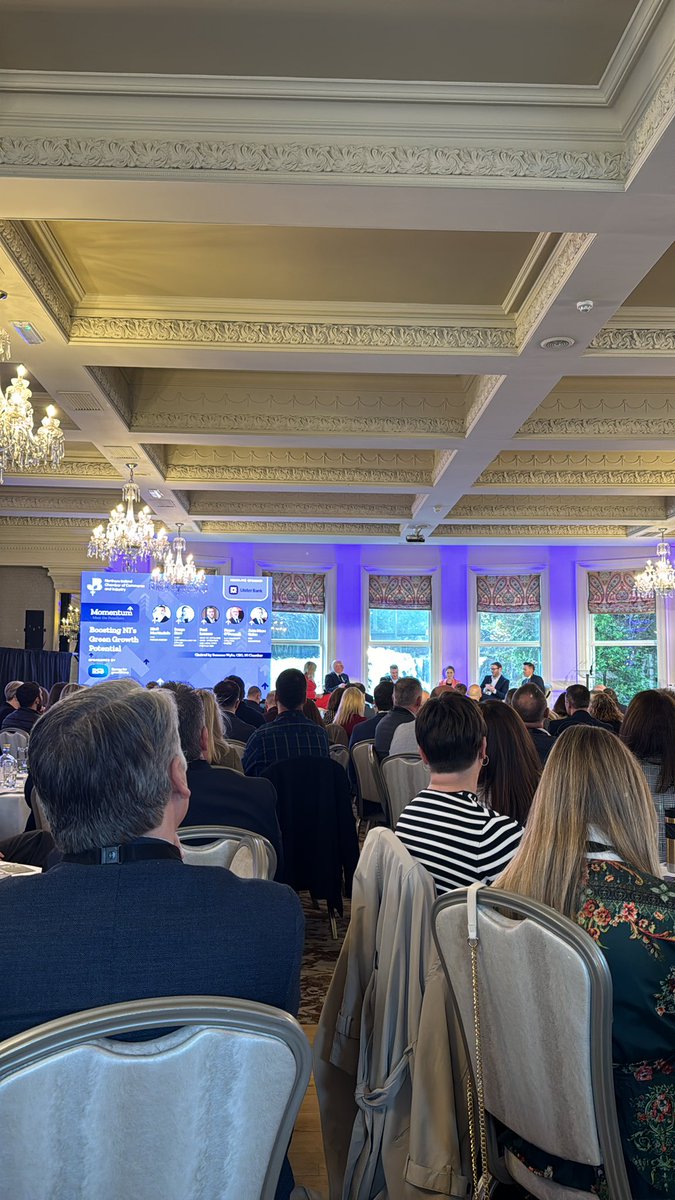 Insightful #Sustainability panel this morning @NIChamber #MomentumNI Collaboration is key on journey to #NetZero and hope that policy development will accelerate with restoration of Stormont & appointment of David Rooney @Catagen @Encirc @firmusenergy @ESBNetworks @Wright_bus