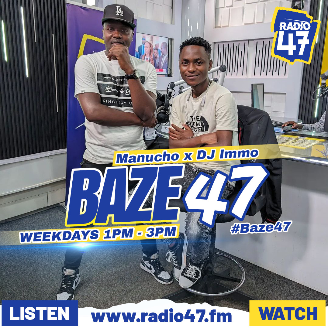 Ni saa ya kupata burudani la kishua ndani ya #Baze47NaManucho ukiwa na @y_oungballer na @djimmokenya. #HapaNdipo