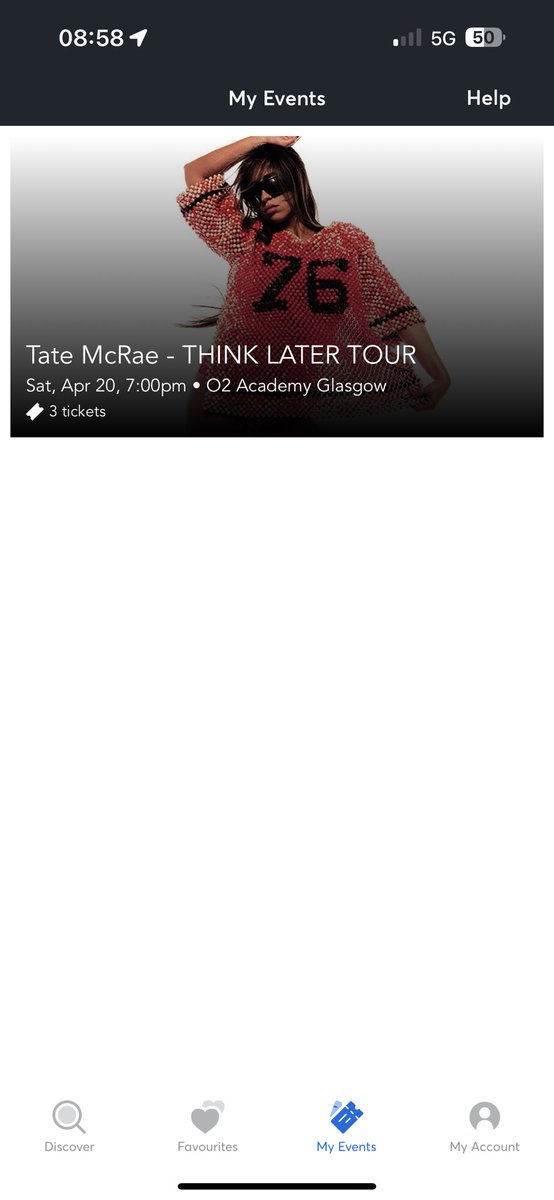 JordanAber54615's tweet photo. Selling 3 genuine Tate McRae tickets for Glasgow this Saturday 20th April selling on viagogo or PayPal and transfer tickets to Ticketmaster DM if interested https://t.co/A7oZnrIzFo