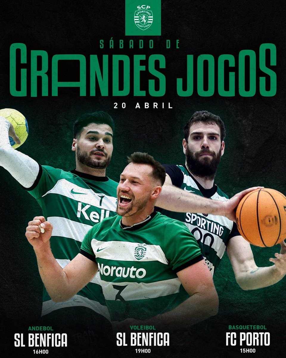 SportingCP's tweet image. Sábado de 𝐒𝐏𝐎𝐑𝐓𝐈𝐍𝐆 com as #ModalidadesSCP 🟢⚪

#BasquetebolSCP 📍 Dragão Arena
#AndebolSCP 📍 Pavilhão João Rocha 
#VoleibolSCP 📍 Pavilhão n.º 2 da Luz