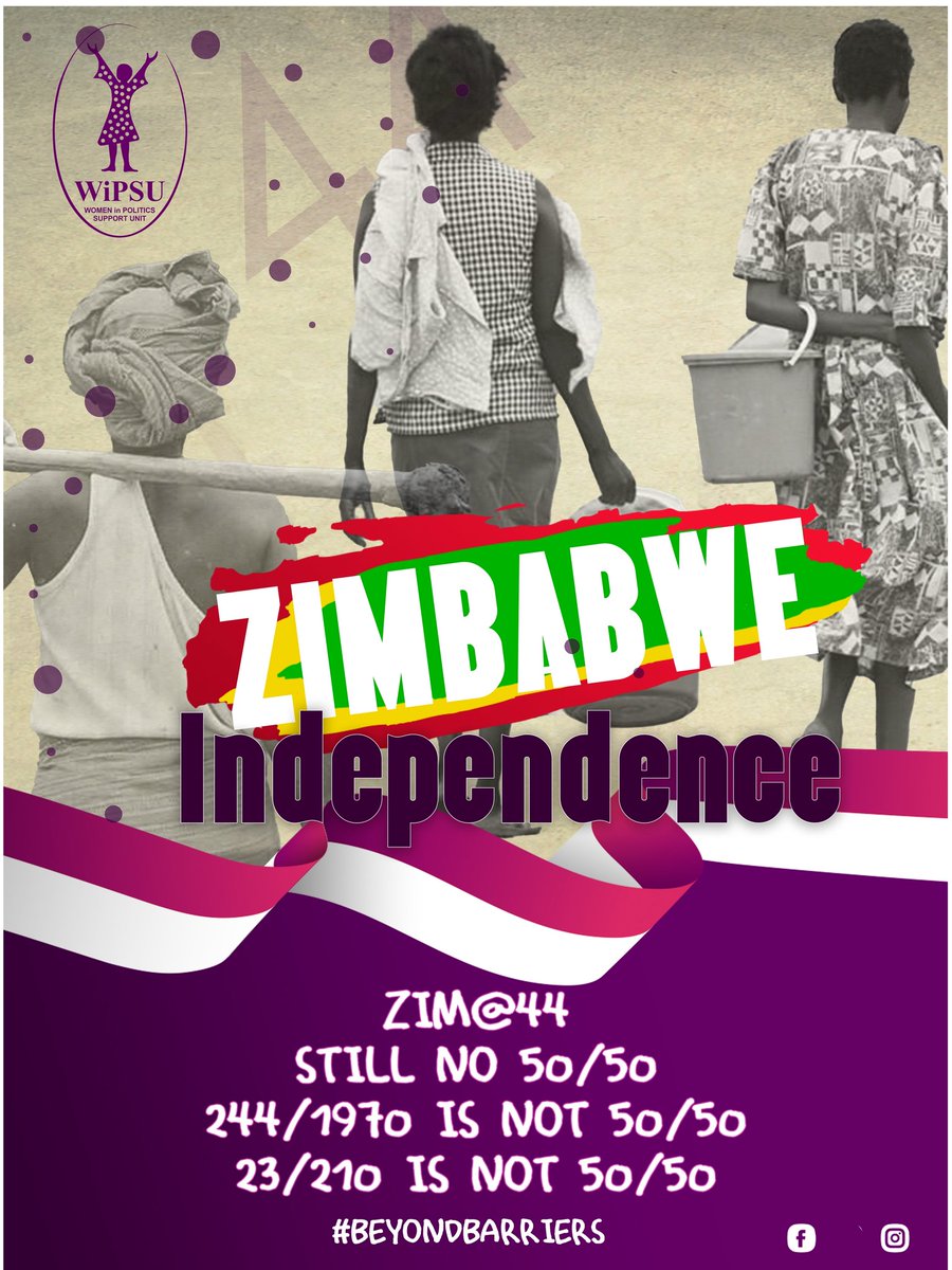 The struggle for #Equality is still on, 44 years after gaining colonial independence. The call for #womensrepresentation continues, till we reach 50/50 #WomenLeadingCommunities #ZimbabweAt44
