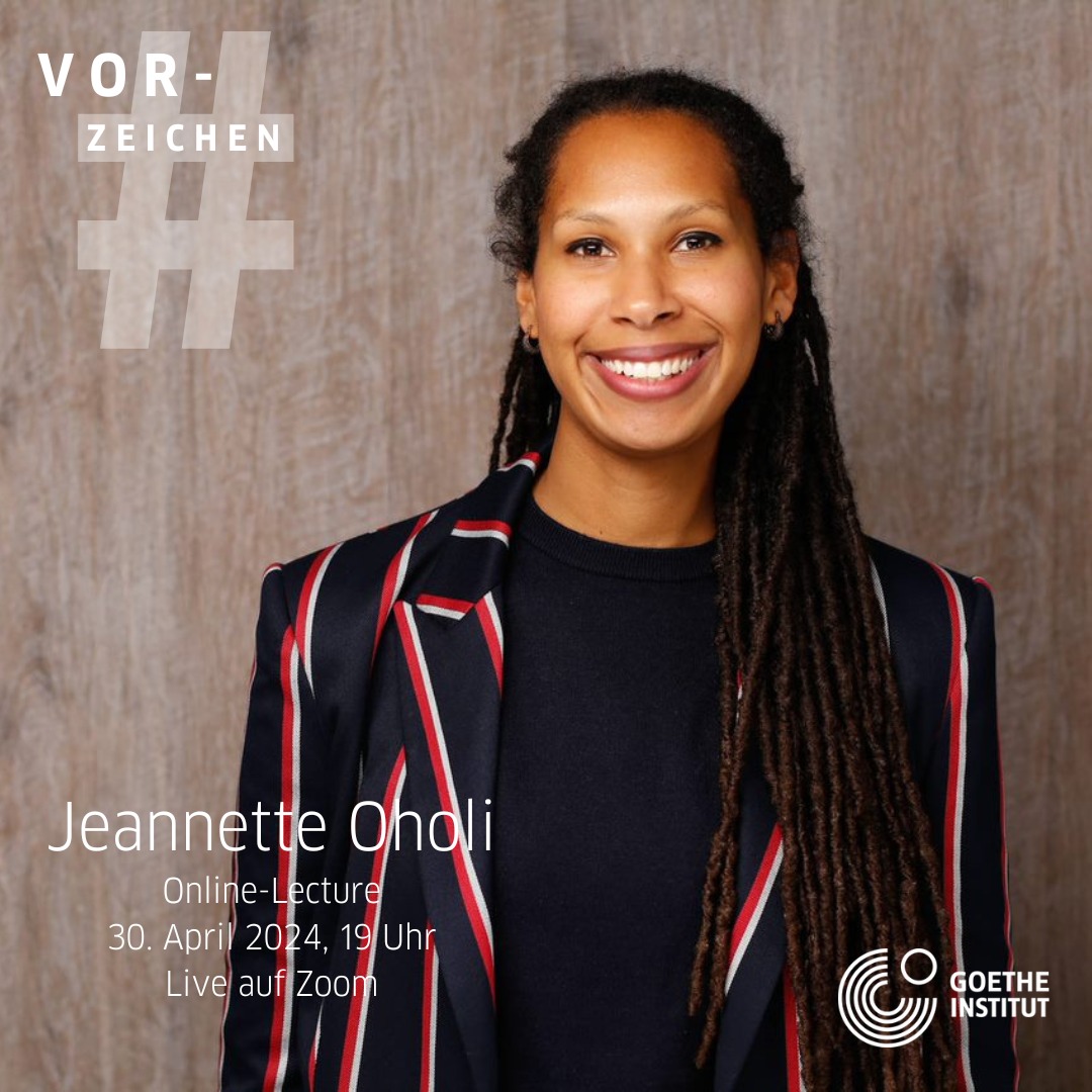 30 April, 7 pm, Jeannette Oholi will discuss how literature by Black authors, authors of colour, and other racialized authors in Germany can be read in relation to each other to foreground the multiplicity of literary traditions. #Vorzeichen goethe.de/ins/ie/en/ver.…