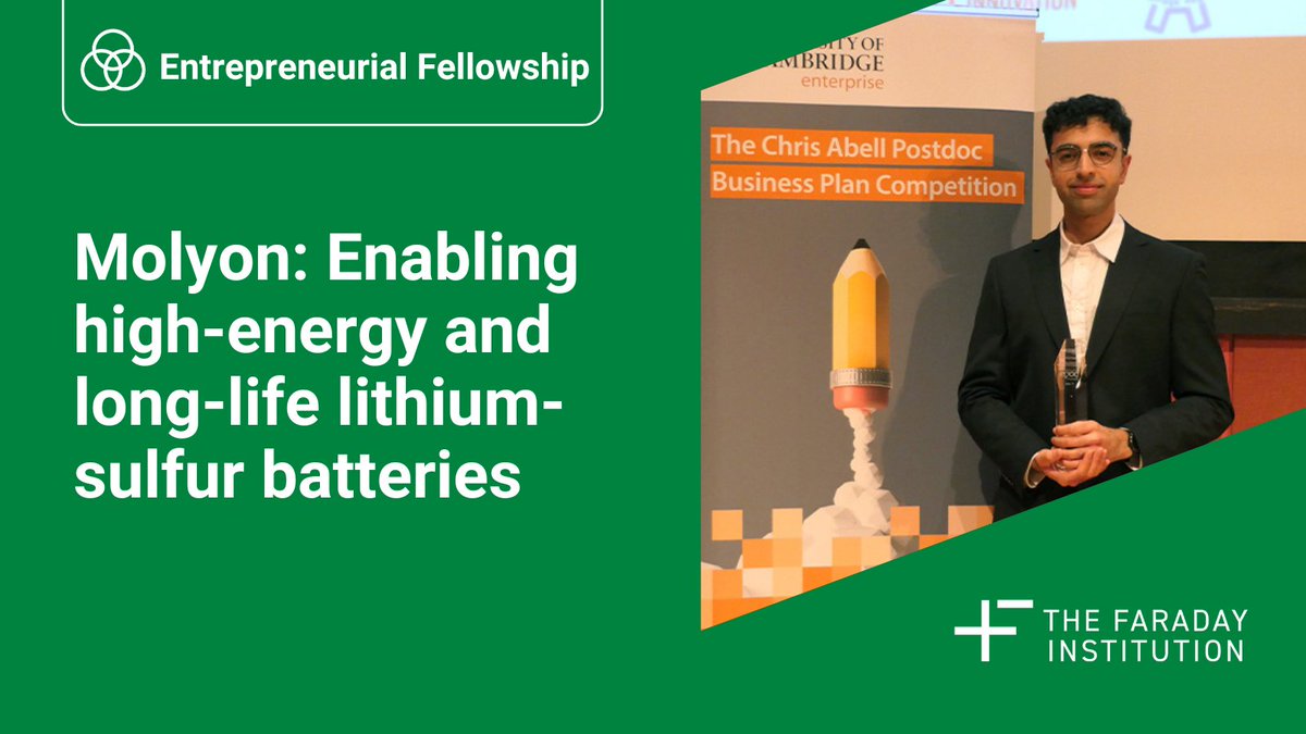 @RAEng_Hub @batterymodel @Imperial_ESE @ImperialMechEng @AndyatAuto Molyon, a spin out from @ChhowallaL and @LiStarFi, is scaling-up an innovative cathode material for lithium-sulfur batteries - which has very high energy density and excellent cycle stability 👏 @CU_Mat @UCamEnterprise