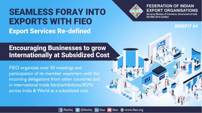 Why to become a FIEO Member❓ BENEFIT #4 ➡️Encouraging Businesses to grow Internationally at Subsidized Cost ☎️To find out more about FIEO membership, arrange a call with our membership team: bit.ly/3ARm3Rt #ExportServicesRedefined