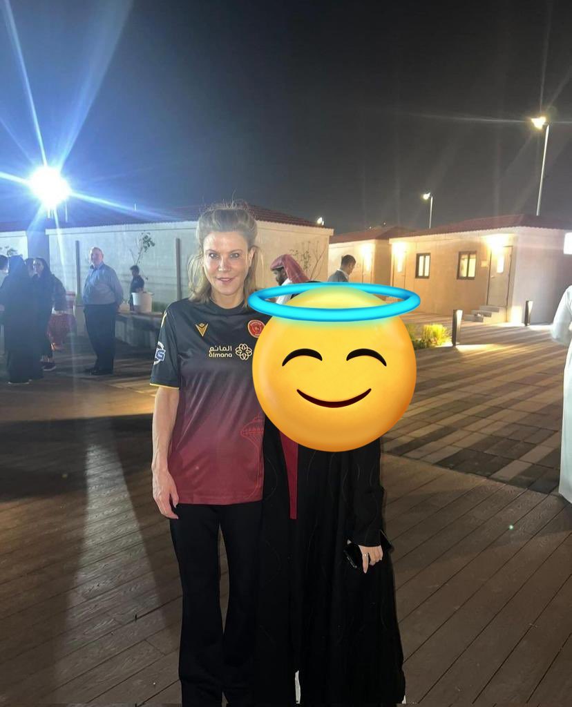 Amanda Staveley in Saudi Arabia last night, wearing Al-Qdisiyah FC shirt. #NUFC