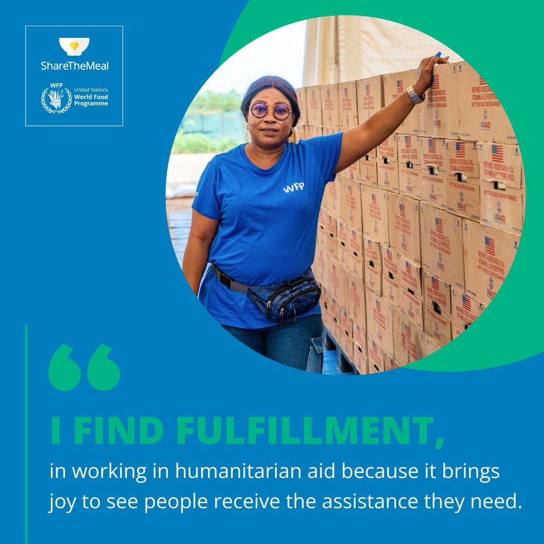 'I find fulfillment in working in humanitarian aid because it brings joy to see people receive the assistance they need.'- Pascaline Bleu, WFP Supply Chain officer in the Democratic Republic of Congo. 💛