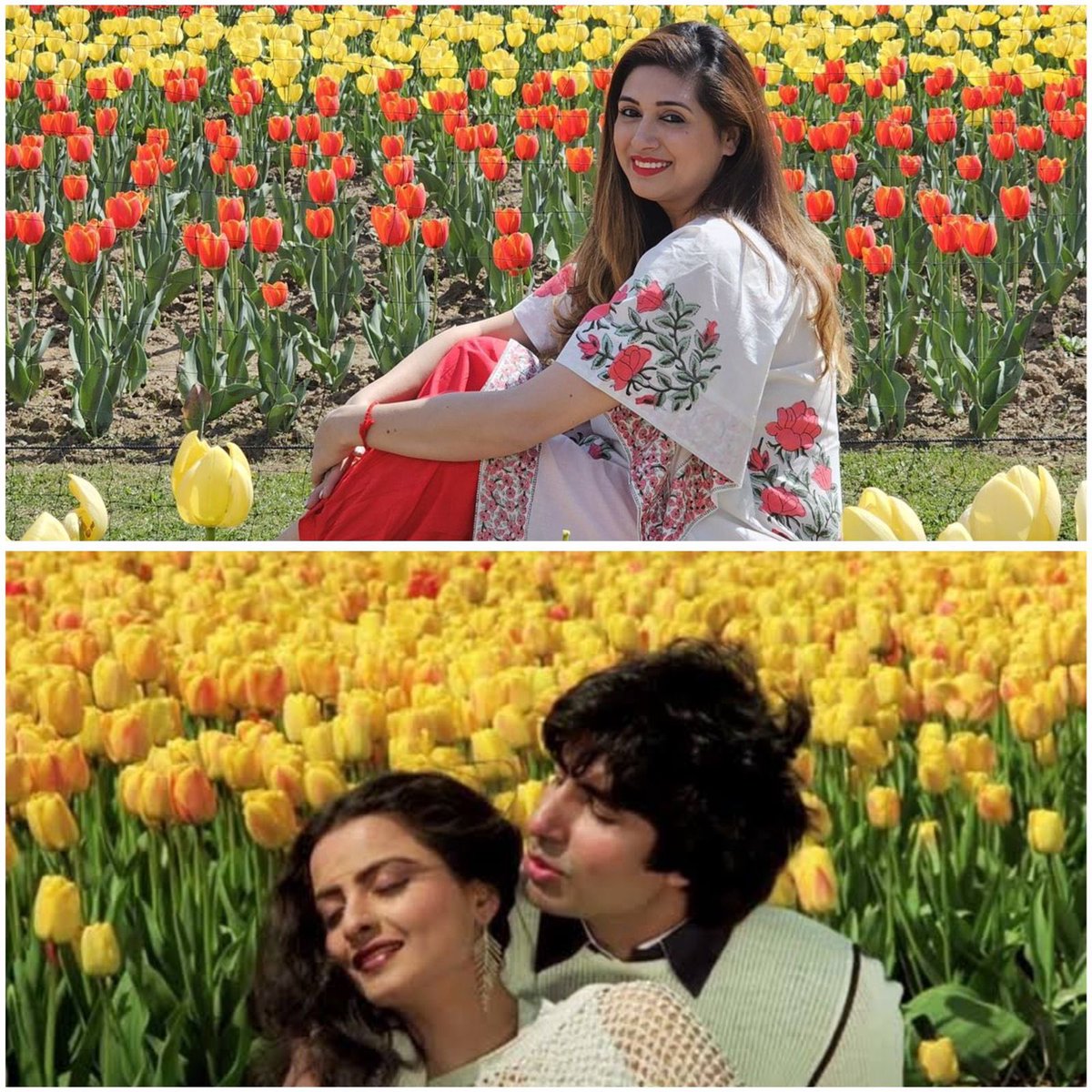 @vahbz on her Kashmir trip visits the famous Tulip Garden in Srinagar where #AmitabhBachchan and #Rekha ’s song from the film Silsila was filmed 😍

#vahbz #amitabhbachchan #rekha #silsila #FirstIndiaTelly
