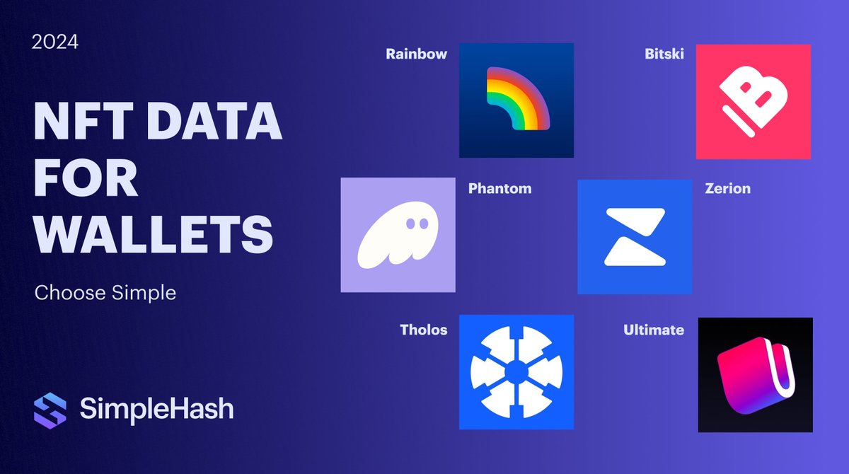 SimpleHashInc's tweet image. These are just a few wallets that rely on SimpleHash for the highest quality of NFT Data!

Learn how SimpleHash empowers wallets: simplehash.com/use-cases/wall…