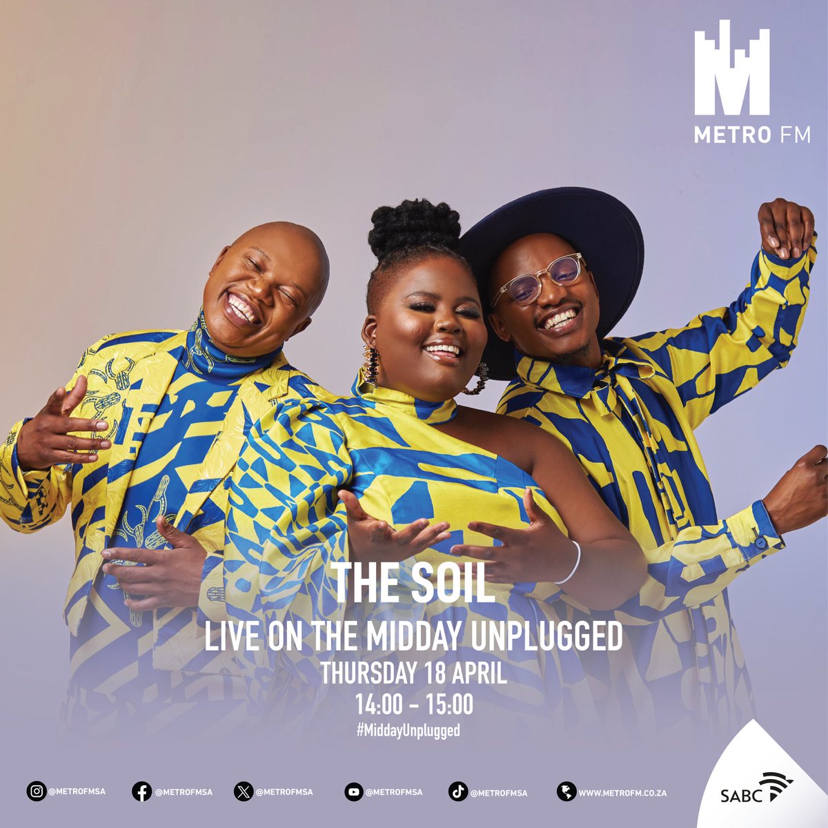 Catch @TheSoilMusic performing LIVE on #TheMiddayUnplugged from 14:00 #TML