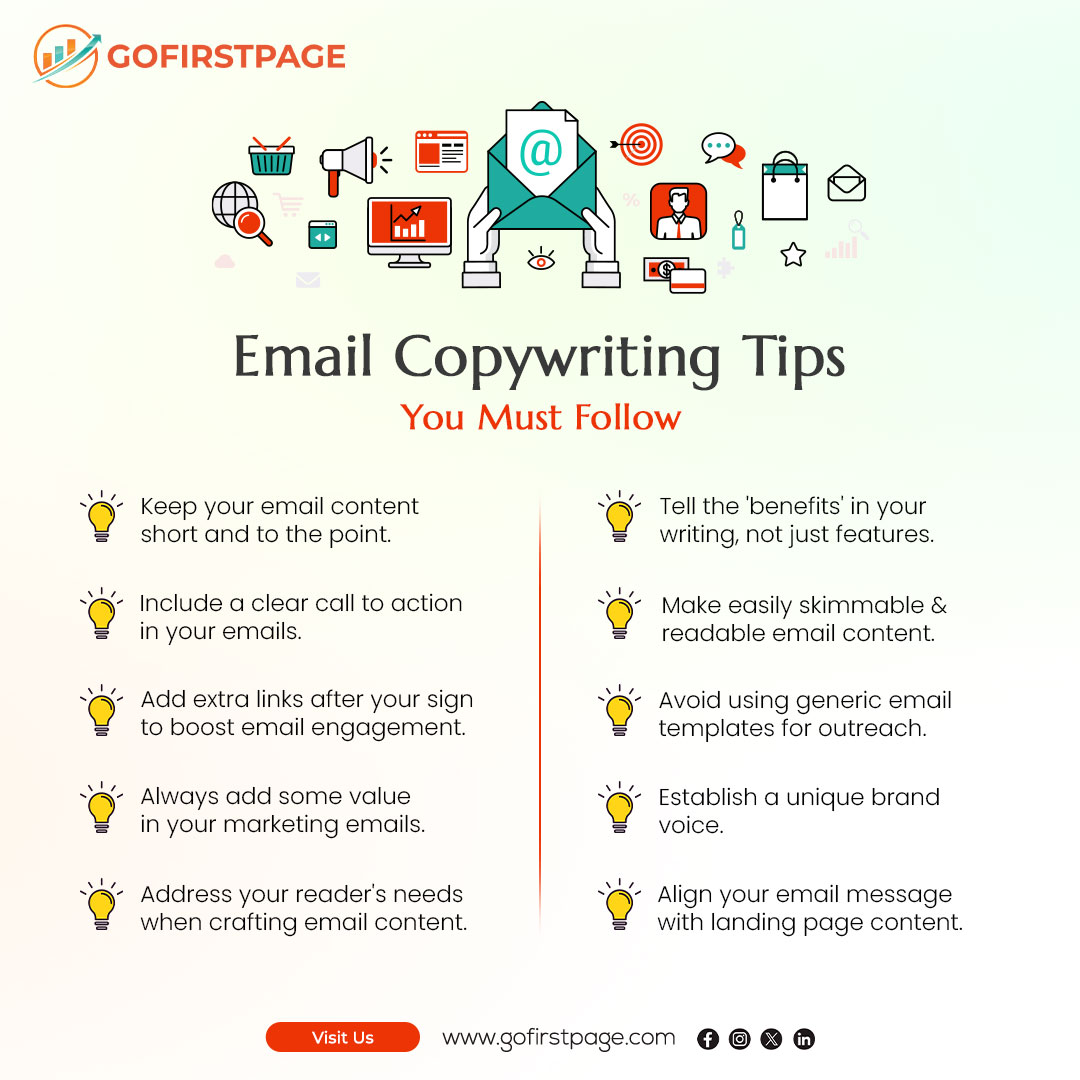 GoFirst_Page's tweet image. 🚀 Enhance your email marketing with these top-notch copywriting tips! 

📝 Perfect your message and connect with your audience like never 
      before. 📧 

⚡️Follow these tips &amp;amp; drive action from your readers.

#emailcopywritingtips #emailmarketing