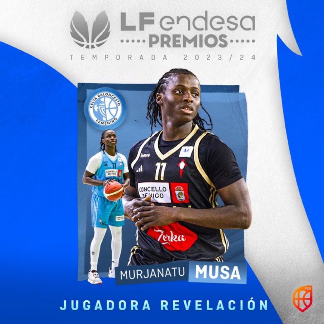 Murjanatu Musa es la “Jugadora Revelación” de la #LFEndesa 23/24 La interior del @Celtabaloncesto ha promediado 12.4 puntos, 9.3 rebotes y 15.7 de valoración