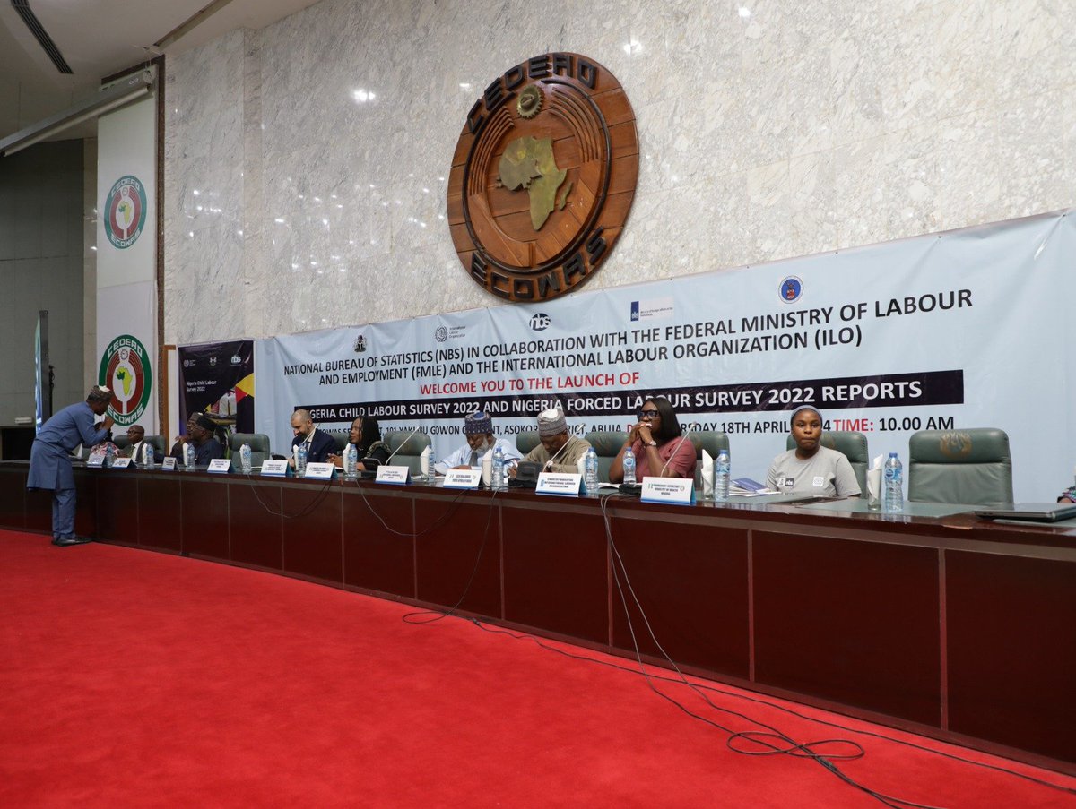 1. Happening Now! Launch of the 2022 Nigeria Child and Forced Labour Survey Reports. The conduct of Nigeria Child and Force Labour Survey reports will inform policy formulation and stimulate commitment to fight against child and force labour in Nigeria. @ILOAbuja @NBS_Nigeria