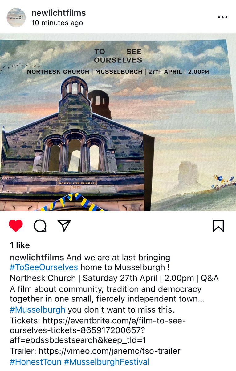 #Musselburgh Saturday 27 April 2pm
Northesk Church 

#ToSeeOurselves @NEWLiCHTFiLMS 

You don’t want to miss it!

#YesScots 🏴󠁧󠁢󠁳󠁣󠁴󠁿