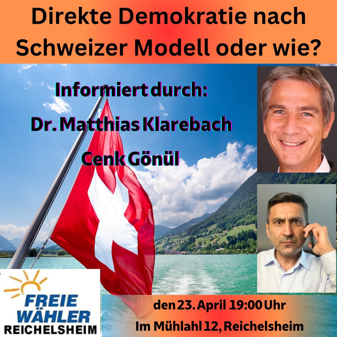 FREIE WÄHLER Reichelsheim laden zur Infoveranstaltung über direkte Demokratie ein

mehr: freiewaehler-hessen.de/aktuelles/beit…

#FreieWähler #Hessen #Reichelsheim #Wetterau #Demokratie #direkteDemokratie #Bürgerräte