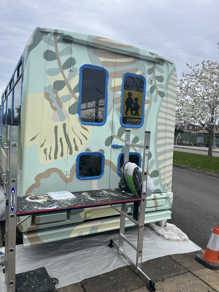 We had a sneaky peak at our new classroom bus too!! The painting is looking amazing!! 🚌