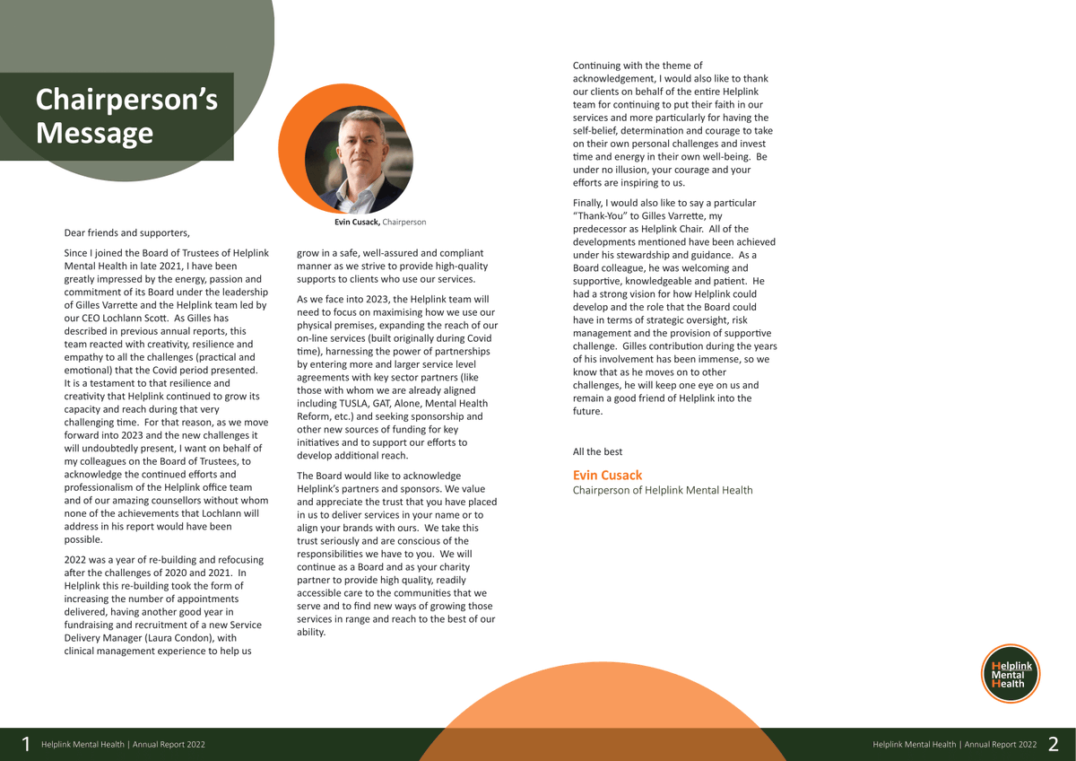 HelplinkMH's tweet photo. A little late...but please find our Annual Report for 2022 attached! 

This report demonstrates the impact of our work; supporting people to gain and maintain good mental health.

Our 2023 report is coming soon!

1 of 2

#impact #mentalhealth https://t.co/IDAwPUkWXJ