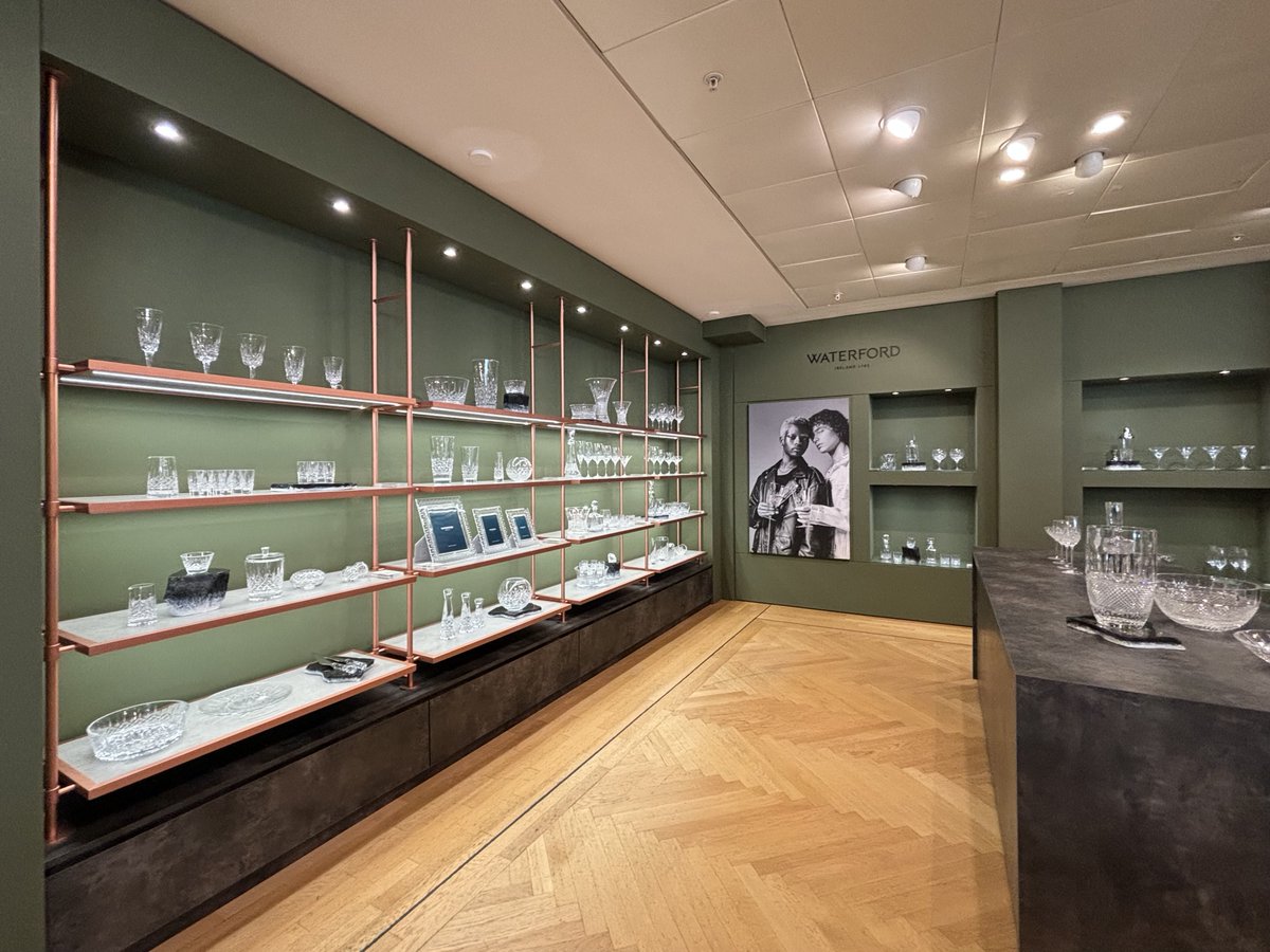 Store_Design's tweet photo. Waterford Crystal has fitted out its retail area in @brownthomas to reflect their luxury crystal and glassware products. Store Design was appointed to create displays and illuminated merchandising units to a design by London-based brand agency @OfficeTwelve #thursdaymorning https://t.co/N2Zon0LFLb