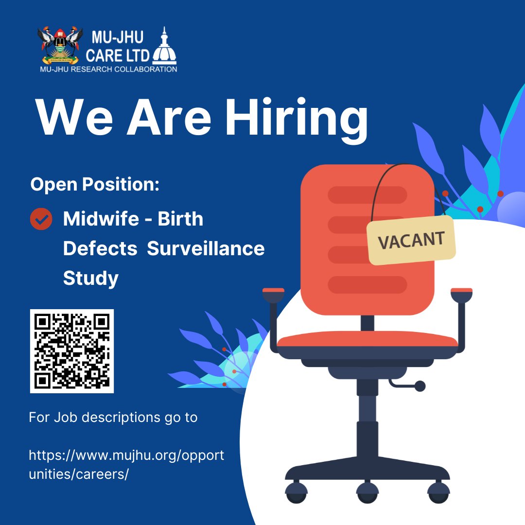 📢📢Come work with us! Are you are Midwife or know of one who is interested in birth defects surveillance research? We have a great opportunity for you. 👇Clink the link to get more details mujhu.org/news/birth-def… #jobseekersUg #jobsinresearch #birthdefects