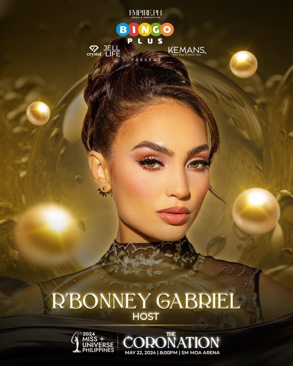 Miss Universe 2022 R’Bonney Gabriel will host Miss Universe Philippines 2024 coronation happening on May 22 at SM Mall of Asia Arena

#MissUniversePhilippines2024 #TheCoronation2024 #LoveForAll #RbonneyGabriel