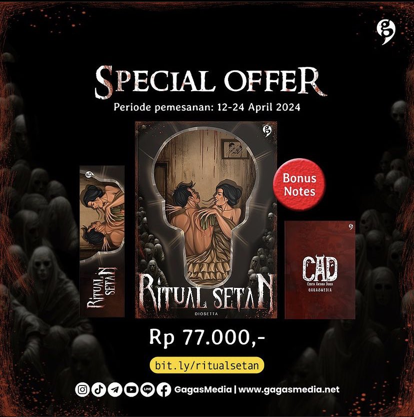 GagasMedia's tweet photo. Dapatkan special offer “Ritual Setan” karya @diosetta sampai tanggal 24 April 2024!

📚:  https://t.co/5qD5PuLaJl

#GagasMedia #Horror #RitualSetan #Sesajen https://t.co/WQflIf5lxi