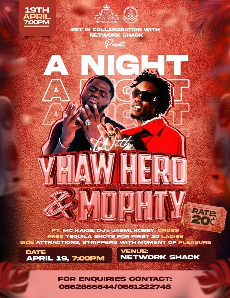 Winneba Yhaw Hero and Mophty will be coming to your city on Friday.