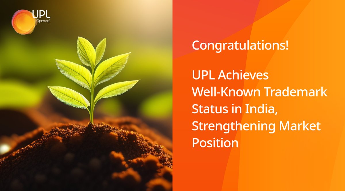 UPL has been recognized as a 'Well-Known Trademark' by the Indian Trademark Registry. This prestigious status reinforces UPL's position in the market and grants them enhanced brand protection, fostering trust and credibility among customers. #upl #trademark