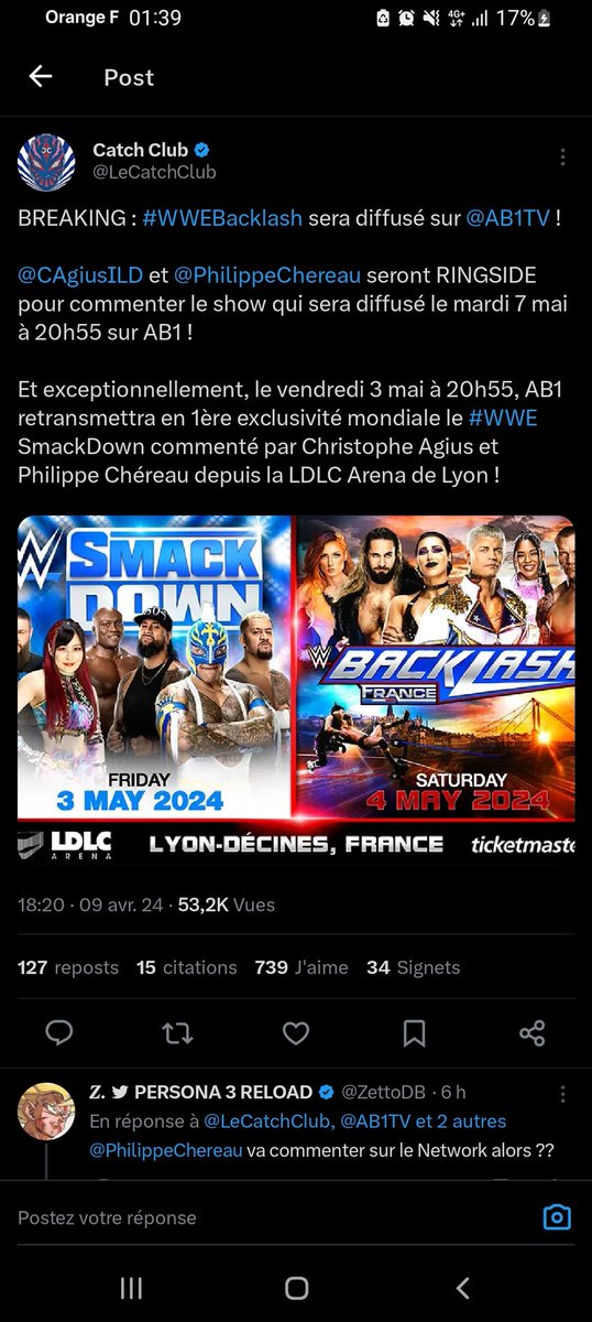 patrickppv's tweet photo. Even I was wrong about 7days: and about the city...I want to thank you @CodyRhodes @TripleH and all THE OTHERS (@CAgiusILD &amp; @PhilippeChereau of course too) to make this 30years dream came true #WweBacklashFrance and also @ArcherOfInfamy I told you in Paris for the championship😉 https://t.co/ee94NnbfiF