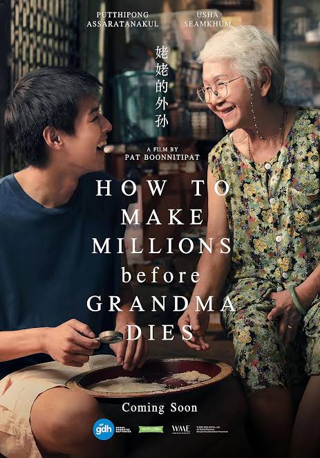 TarizSolis's tweet photo. Film terbarunya GDH alias How to Make Millions Before Grandma Dies sudah dikonfirmasi akan tayang di bioskop Indonesia pada bulan Mei! 

Dibintangi Billkin Putthipong & Usha Seamkhum, film ini nyeritain seorang lelaki yg mutusin buat resign demi merawat neneknya yg sakit-sakitan. Tapi ini dilakukannya bukan atas dasar cinta apalagi nunjukkin baktinya sebagai seorang cucu, melainkan agar kebagian warisan bernilai jutaan!

Premisnya menarik ya, seketika masuk watchlist nih ✅