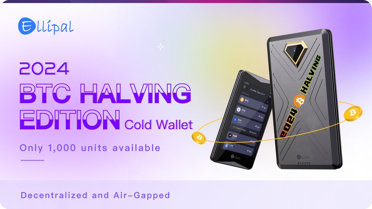🎯 The Bitcoin Halving is coming soon! To celebrate, we've released a special edition Bitcoin Halving Cold Wallet. 🔑 👉 Where can you buy it? Just click here: ellipal.com/products/btc-h… 🛒 Is the supply unlimited? No, there are only 1,000 units available! ⏳🔒