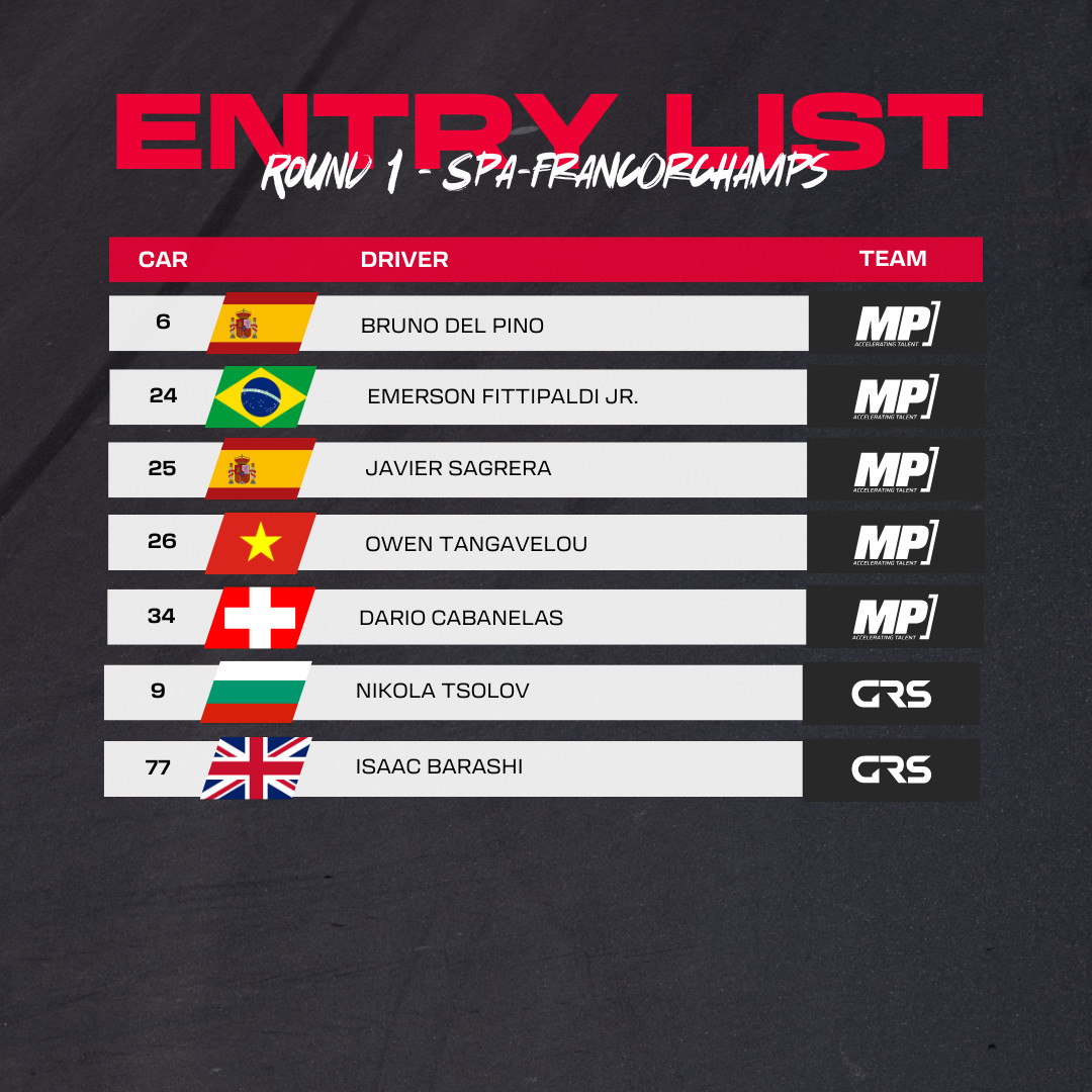 Get ready! Here's the entry list for the first race of the 2024 season at Spa Francorchamps. Check out the lineup of drivers set to compete on this legendary circuit. It's going to be an exciting start to the season!🔥🔥🔥 #BeEurocup3 #EC3 #motorsport