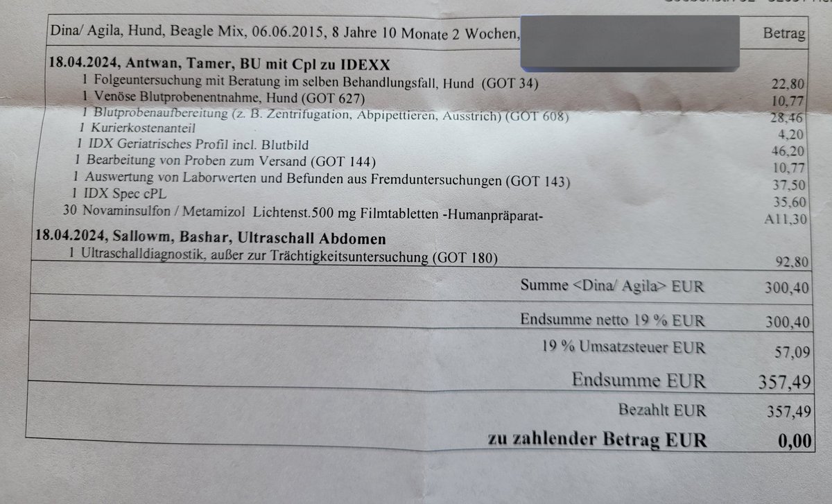 @CarloSchnute 😬 Ich hätte gedacht, der Ultraschall wäre teurer als die Blutabnahme + Labor.