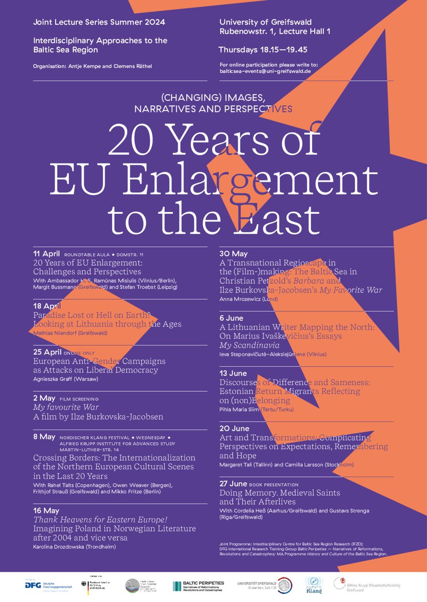 Today on the #JointLectureSeries #SUMMER2024 '(Changing) Images, Narratives and Perslectives - 20 Years of EU Enlargement to the East', Mathias Niendorf will present 'Paradise Lost or Hell on Earth? Looking at Lithuania through the Ages' at 18:15