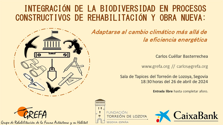 📢 Nuestro compañero Carlos Cuéllar hablará sobre la integración de la #biodiversidad en procesos constructivos de #rehabilitación y obra nueva en una jornada que se celebrará el próximo 26 de abril a las 18:30h en el Torreón de Lozoya (Segovia). ⤵️