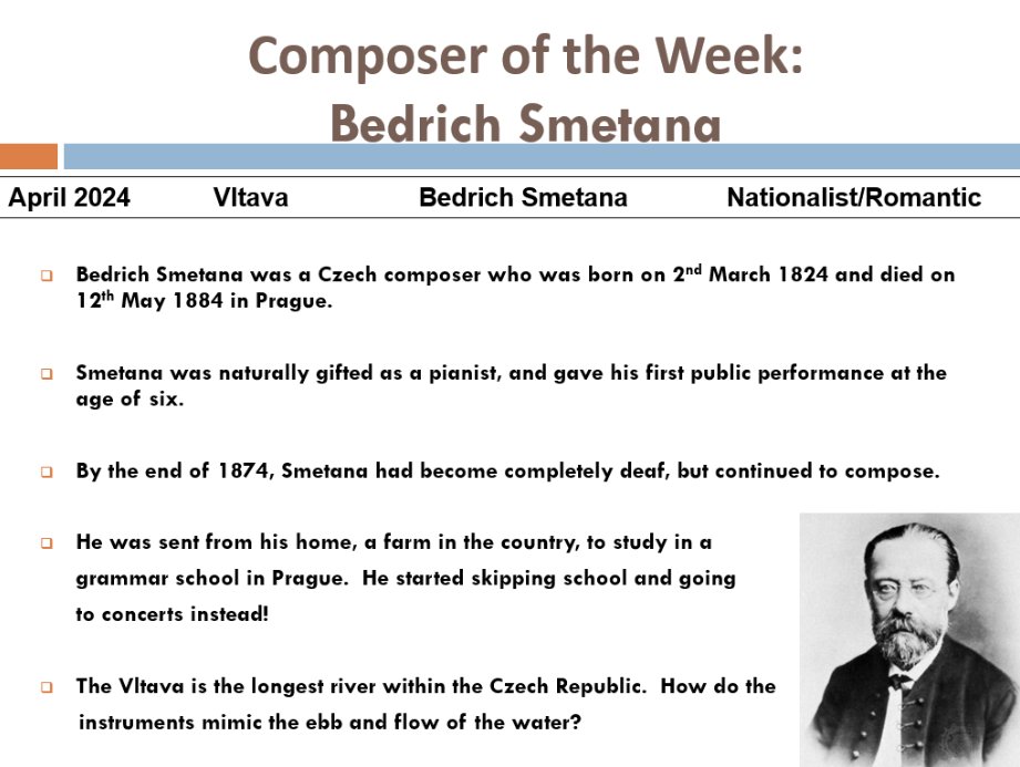 Composer of the week is Smetana 

Smetana - 'Vltava' - youtube.com/watch?v=0-vZIo…

#Music #ComposeroftheWeek