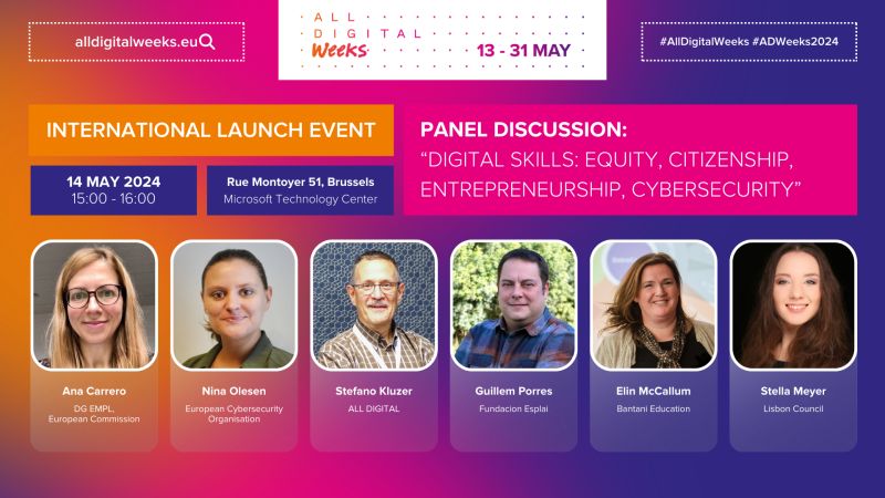 📢 Interested in #DigitalSkills and #education? Join @AllDigitalEU for the International Launch Event of #ADWeeks2024 🗣️Attend the policy panel “Digital Skills: Equity, Citizenship, Entrepreneurship, Cybersecurity” with valuable experts! Register 👉 bit.ly/4461E8N