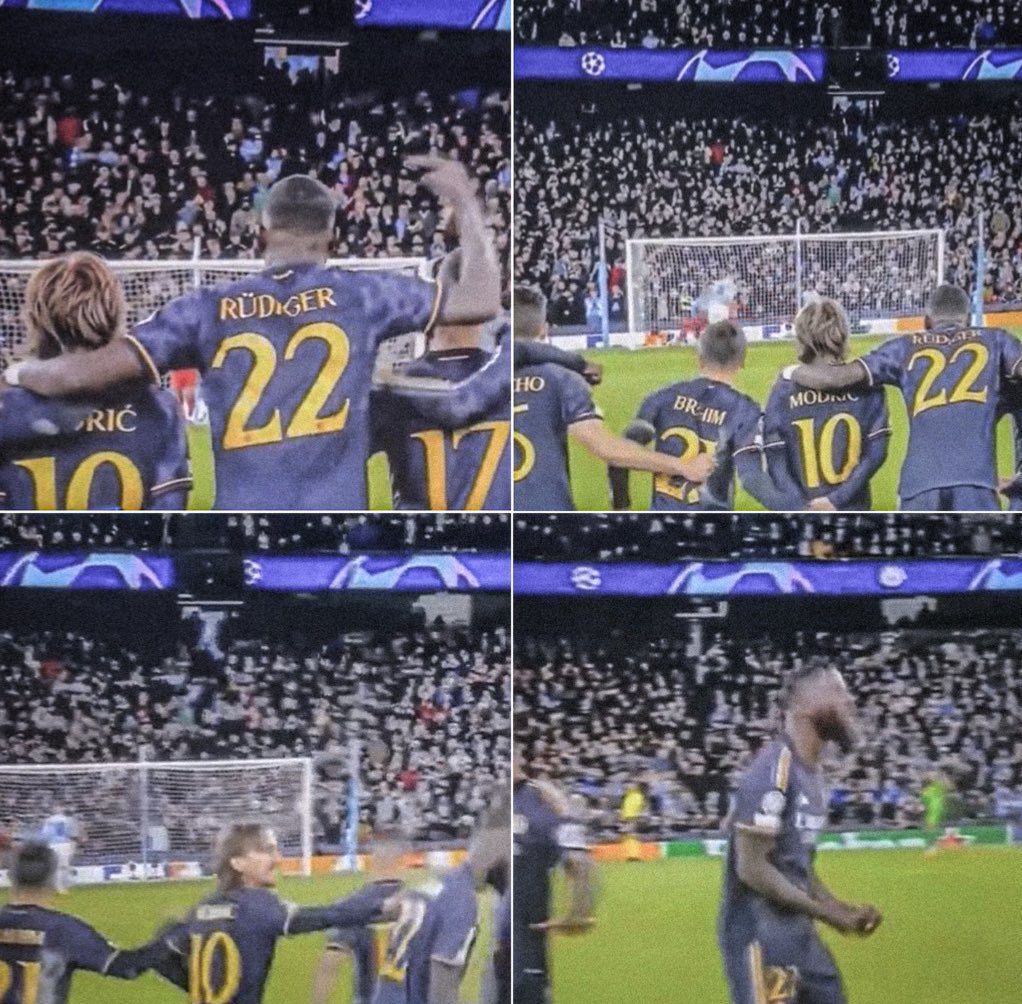EditionMerengue's tweet photo. Step 1 : Antonio Rüdiger indique à Lunin où va tirer Mateo Kovacic, son ancien coéquipier. 

Step 2 : Antonio Rüdiger inscrit le penalty de la qualification. 

À l’issue de 210 minutes de très haut niveau, durant lesquelles il aura fait oublier la présence d’Haaland… Juste BRAVO 🤍