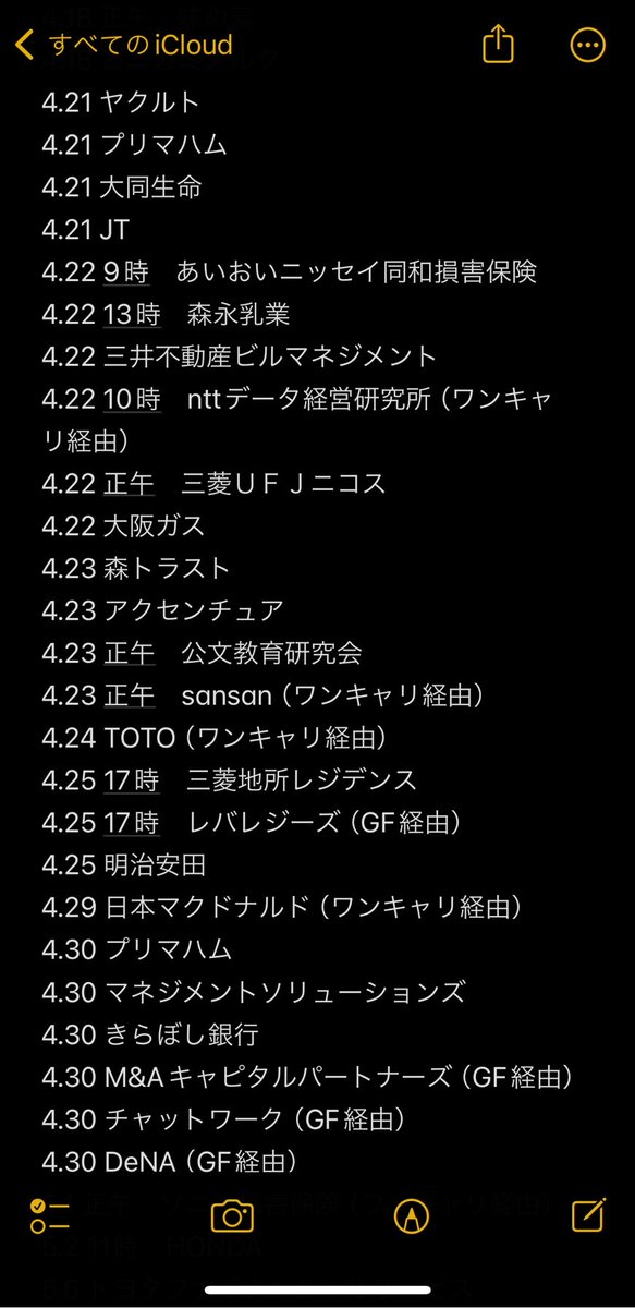 正確な締切一覧だよ💎🌸

25卒に届け〜！🍎🥦🍋

GF経由＝グッドファインドです！

#25卒